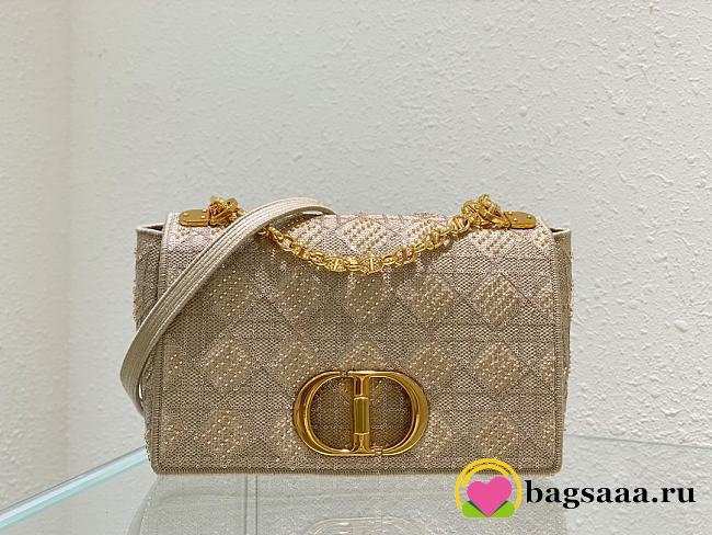 	 Bagsaaa Dior Caro Medium Cannage Beige Bag - 25.5*15.5*8cm - 1