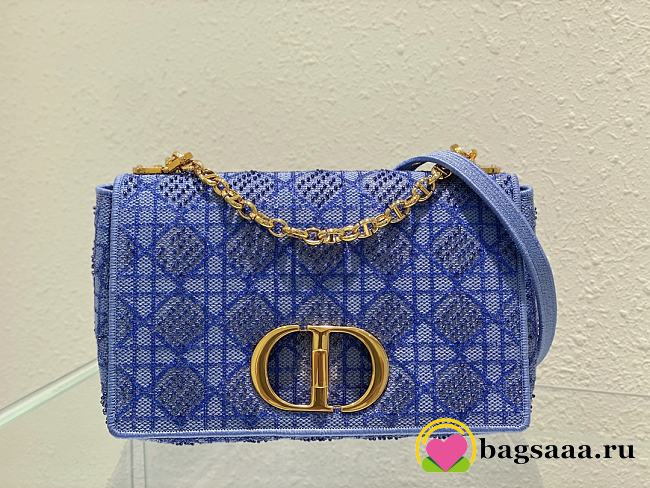 	 Bagsaaa Dior Caro Medium Cannage Blue Bag - 25.5*15.5*8cm - 1