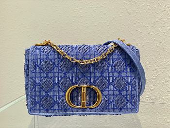 	 Bagsaaa Dior Caro Medium Cannage Blue Bag - 25.5*15.5*8cm