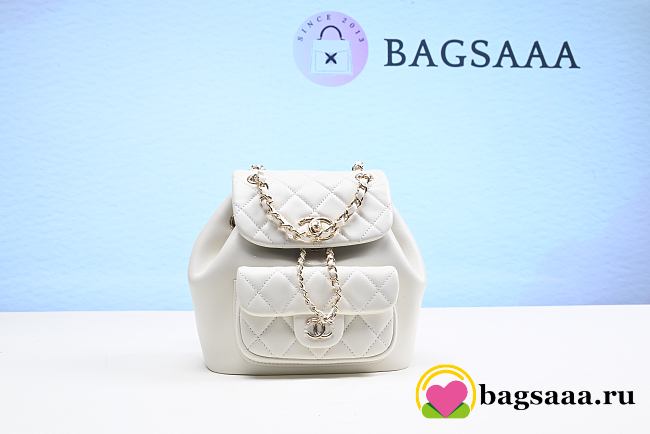Bagsaaa Chanel Duma Backpack White Lambskin - 18x18x12cm - 1