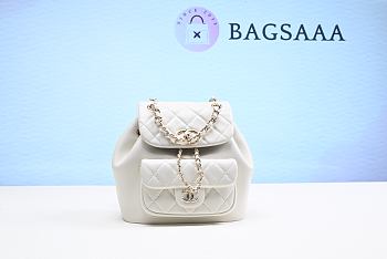 Bagsaaa Chanel Duma Backpack White Lambskin - 18x18x12cm