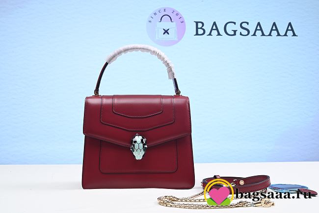 Bagsaaa Bvlgari Serpenti Forever Leather Crossbody Red Bag 18cm - 1
