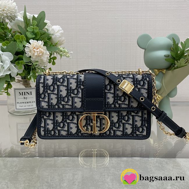 	 Bagsaaa Dior 30 Montaigne Oblique Blue - 21.5*12*6cm - 1