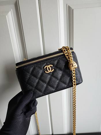 Bagsaaa Chanel Vanity Caviar Black Leather - 17x9.5x8cm