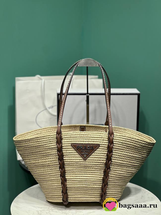 Bagsaa PRADA Raffia Woven Braided Basket Tote - 50x25x16cm - 1