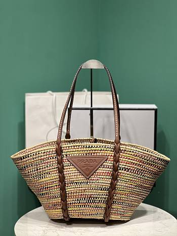 Bagsaa PRADA Raffia Woven Braided Basket Tote Multicolor - 50x25x16cm