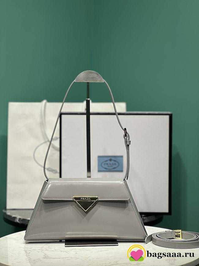 Bagsaa Prada Logo Triangle Medium Handbag Grey - 28.5x14x7cm - 1
