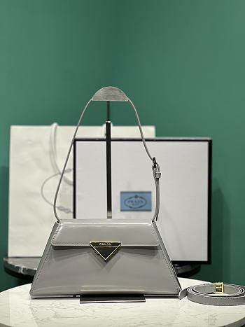 Bagsaa Prada Logo Triangle Medium Handbag Grey - 28.5x14x7cm