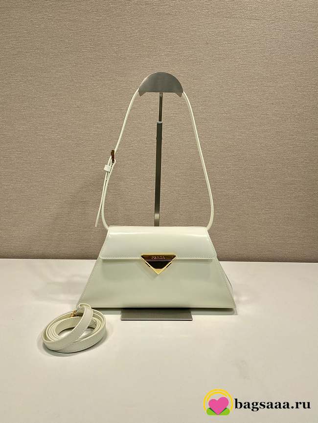 	 Bagsaa Prada Logo Triangle Medium Handbag White - 28.5x14x7cm - 1