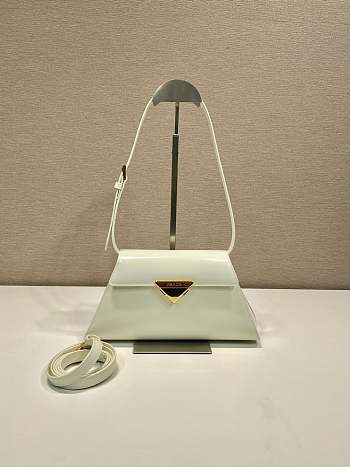 	 Bagsaa Prada Logo Triangle Medium Handbag White - 28.5x14x7cm