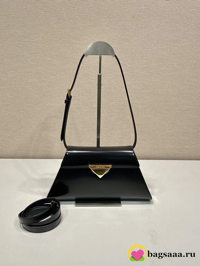 	 Bagsaa Prada Logo Triangle Medium Handbag Black - 28.5x14x7cm - 1