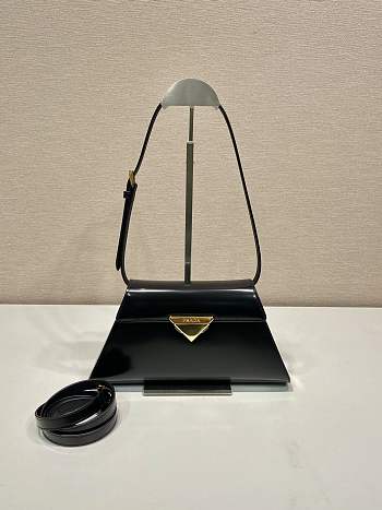 	 Bagsaa Prada Logo Triangle Medium Handbag Black - 28.5x14x7cm