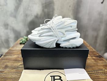 Balmain White Unicorn Neoprene & Leather Sneakers
