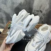 Balmain White Unicorn Neoprene & Leather Sneakers - 4
