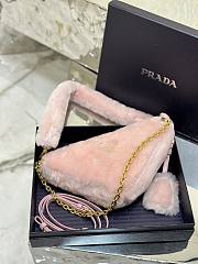 Bagsaaa Prada Triangle Shearling Bag Pink - 24x14.5x5cm - 6