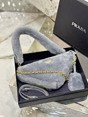 	 Bagsaaa Prada Triangle Shearling Bag Grey - 24x14.5x5cm - 2