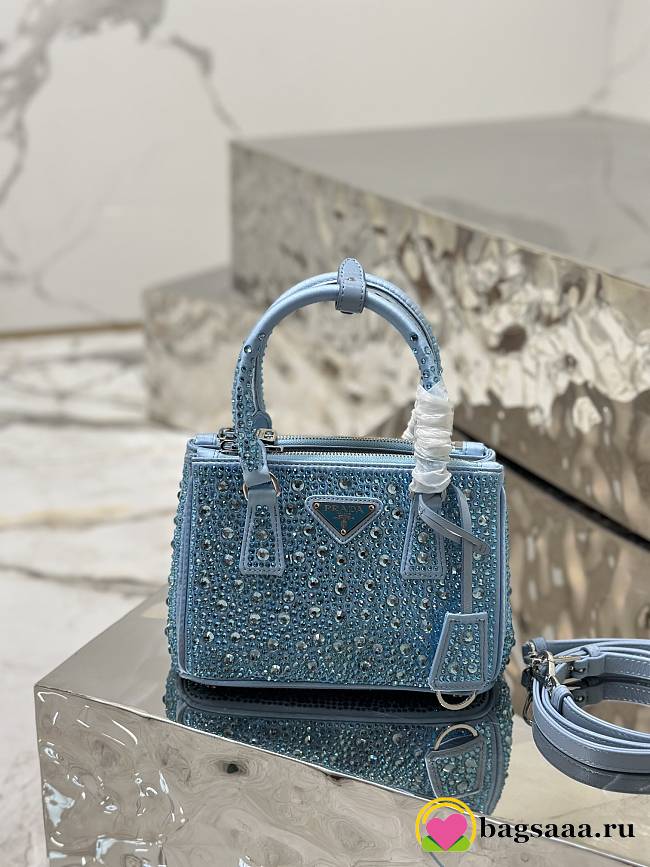 	 Bagsaaa Prada Galleria satin mini-bag with blue crystals - 20*14.5*9.5cm - 1
