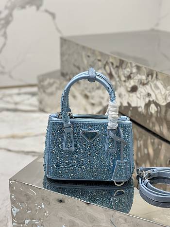 	 Bagsaaa Prada Galleria satin mini-bag with blue crystals - 20*14.5*9.5cm