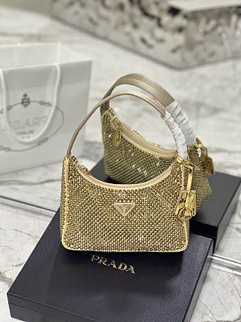 Bagsaaa Prada Satin Mini-bag With Artificial Crystal Gold - 23*13*5cm