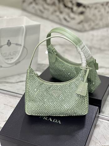 	 Bagsaaa Prada Satin Mini-bag With Artificial Crystal Green - 23*13*5cm