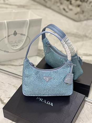 	 Bagsaaa Prada Satin Mini-bag With Artificial Crystal Blue - 23*13*5cm