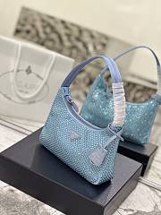 	 Bagsaaa Prada Satin Mini-bag With Artificial Crystal Blue - 23*13*5cm - 4