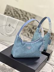 	 Bagsaaa Prada Satin Mini-bag With Artificial Crystal Blue - 23*13*5cm - 3