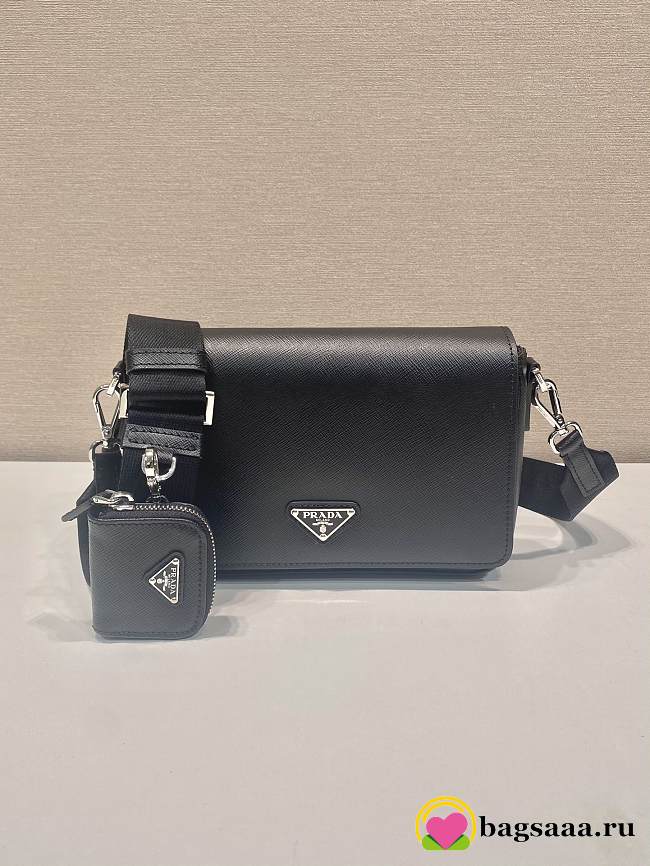 Bagsaaa Prada Saffiano leather shoulder bag black - 22*14.5*5cm - 1