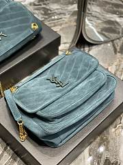 Bagsaaa YSL Niki Suede Leather Blue Bag - 28×20×8cm - 4