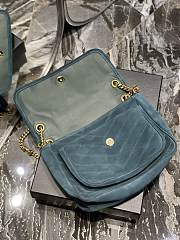 Bagsaaa YSL Niki Suede Leather Blue Bag - 28×20×8cm - 2
