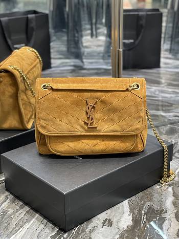 	 Bagsaaa YSL Niki Suede Leather Yellow Bag - 28×20×8cm