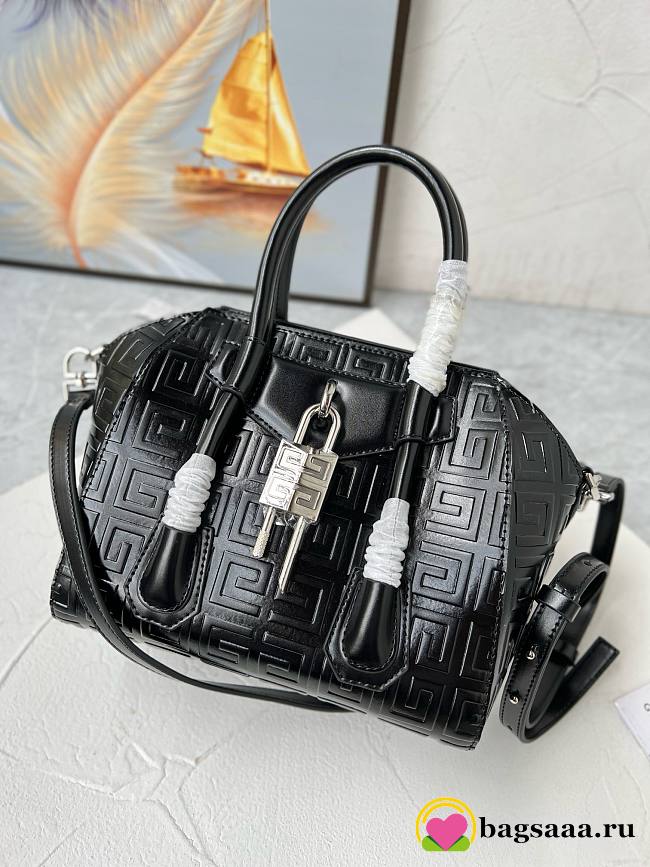 Bagsaaa Givenchy Antigona Lock Tote Bag Black Box Leather - 23*27*13cm - 1
