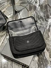 Bagsaaa YSL Niki Suede Leather Black Bag - 28×20×8cm - 6