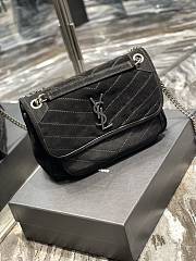Bagsaaa YSL Niki Suede Leather Black Bag - 28×20×8cm - 2