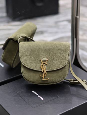 Bagsaaa YSL Kaia Small Bag In Green Suede Leather - 18 x 15.5 x 5.5 cm