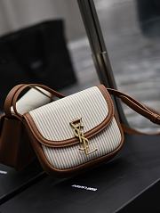 Bagsaaa YSL Kaia Small Bag In White and Brown Leather - 18 x 15.5 x 5.5 cm - 2