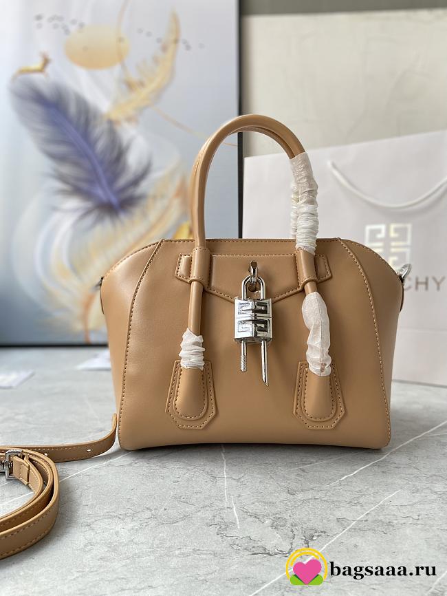 Bagsaaa Givenchy Antigona Lock Tote Bag Light Brown - 23*27*13cm - 1