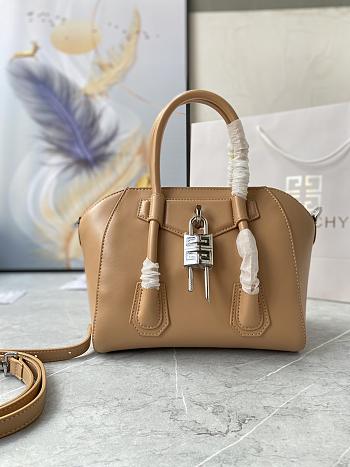 Bagsaaa Givenchy Antigona Lock Tote Bag Light Brown - 23*27*13cm