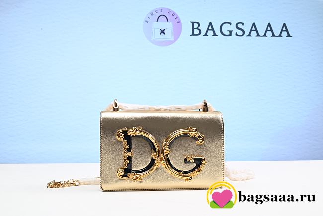 Bagsaaa Dolce and Gabbana Gold DG Girls Phone Bag 21cm - 1