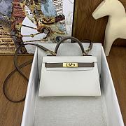 Bagsaaa Hermes Mini Kelly Chevre Leather White and Brown 19cm  - 1