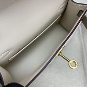 Bagsaaa Hermes Mini Kelly Chevre Leather White and Brown 19cm  - 2