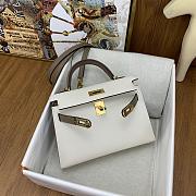 Bagsaaa Hermes Mini Kelly Chevre Leather White and Brown 19cm  - 6