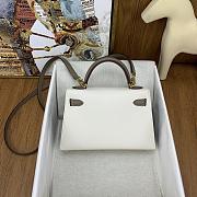 Bagsaaa Hermes Mini Kelly Chevre Leather White and Brown 19cm  - 4