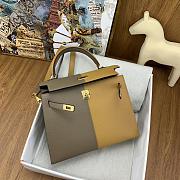 	 Bagsaaa Hermes Kelly 25cm Epsom Leather Beige and Taupe - 4