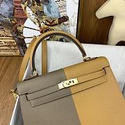 	 Bagsaaa Hermes Kelly 25cm Epsom Leather Beige and Taupe - 2
