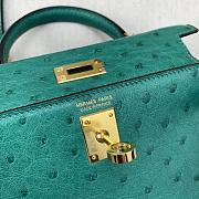 Bagsaaa Hermes Mini Kelly Ostrich Leather in Green 19cm - 3