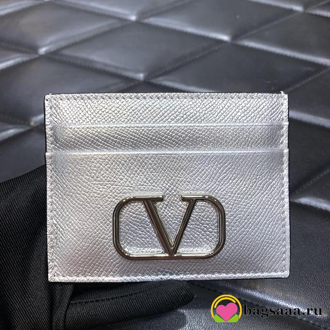 	 Bagsaaa Valentino VLogo Signature metallic silver cardholder - 1