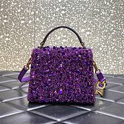 	 Bagsaaa Valentino Garavani Embellished Locó Top-Handle 3D Sequins Purple Bag - 19x13x9cm - 6
