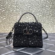 	 Bagsaaa Valentino Garavani Embellished Locó Top-Handle 3D Sequins Black Bag - 19x13x9cm - 1