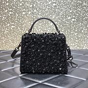 	 Bagsaaa Valentino Garavani Embellished Locó Top-Handle 3D Sequins Black Bag - 19x13x9cm - 4